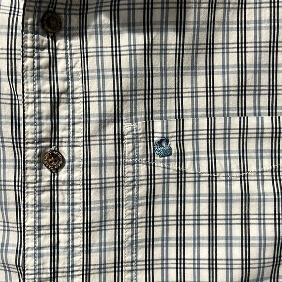 Men’s Carhartt Shirt Sleeve Blue Plaid Button Down Shirt Size Small EUC - Picture 6 of 6